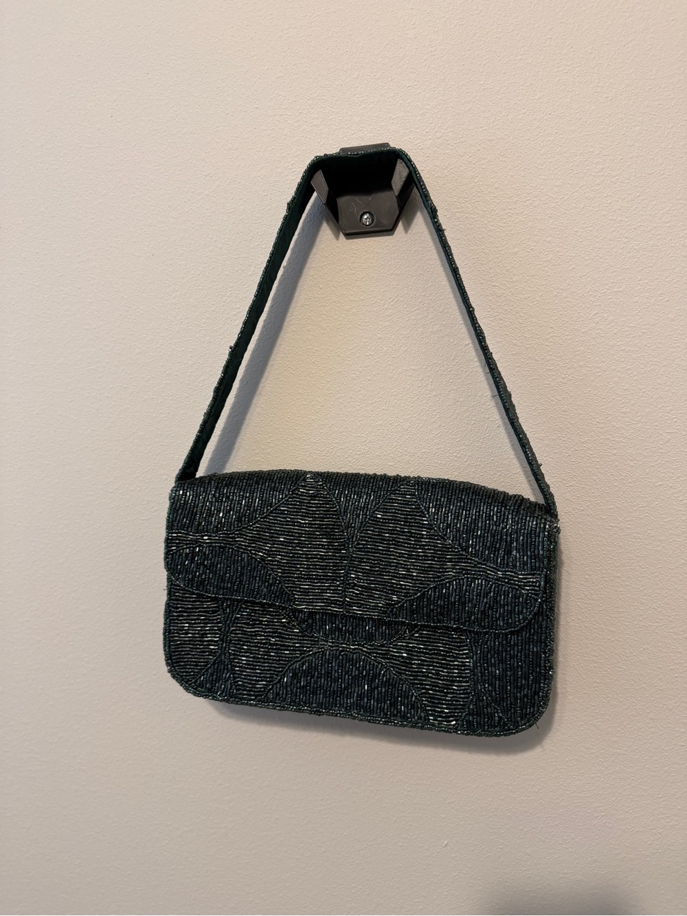 Beaded Green Evening Shoulder Bag